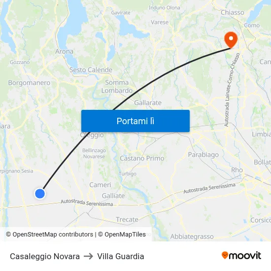 Casaleggio Novara to Villa Guardia map