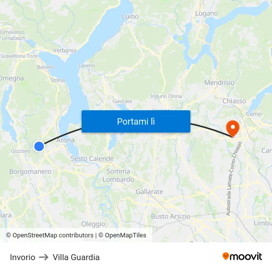 Invorio to Villa Guardia map
