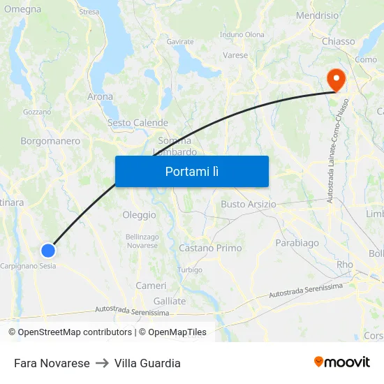 Fara Novarese to Villa Guardia map