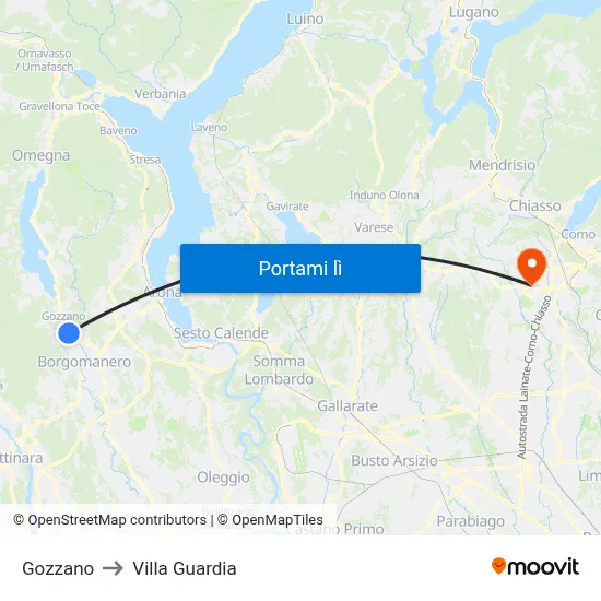 Gozzano to Villa Guardia map