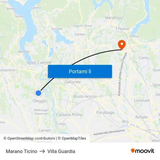 Marano Ticino to Villa Guardia map