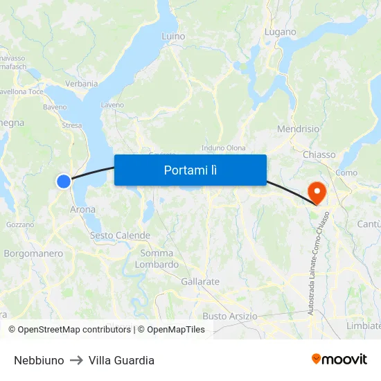 Nebbiuno to Villa Guardia map