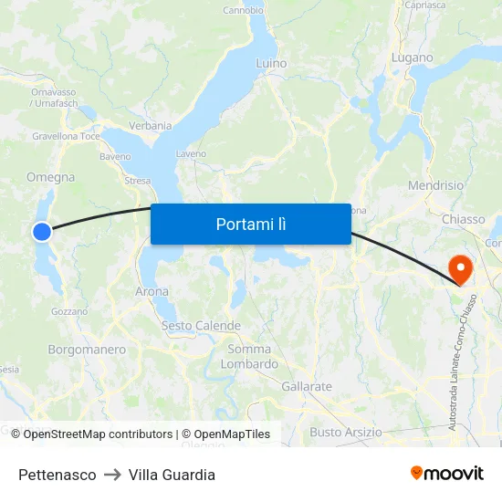 Pettenasco to Villa Guardia map