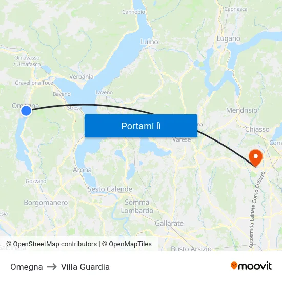 Omegna to Villa Guardia map