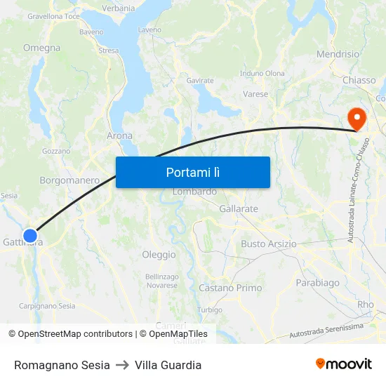 Romagnano Sesia to Villa Guardia map