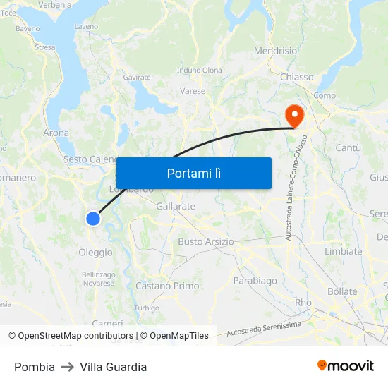 Pombia to Villa Guardia map