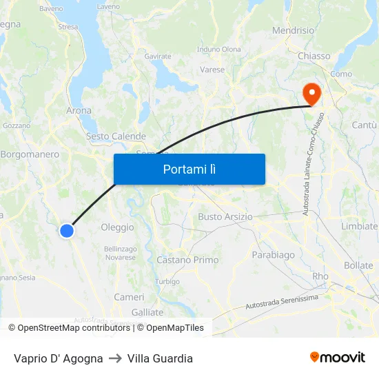 Vaprio D' Agogna to Villa Guardia map