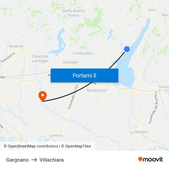 Gargnano to Villachiara map