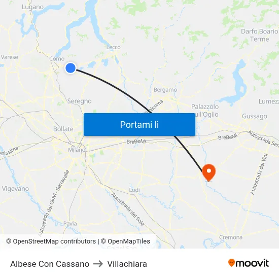 Albese Con Cassano to Villachiara map