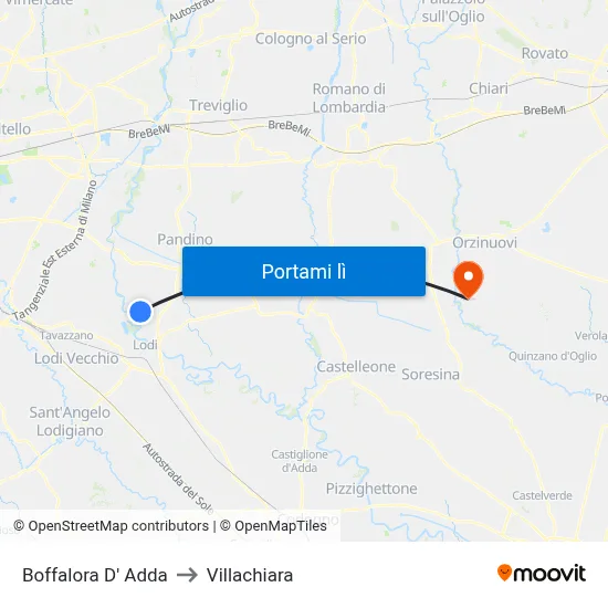 Boffalora D' Adda to Villachiara map