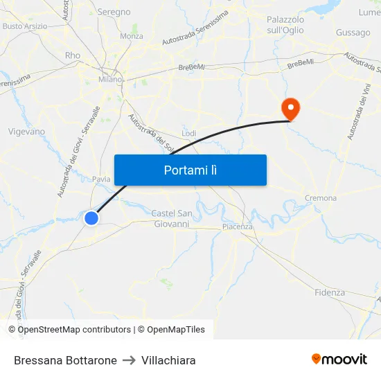 Bressana Bottarone to Villachiara map