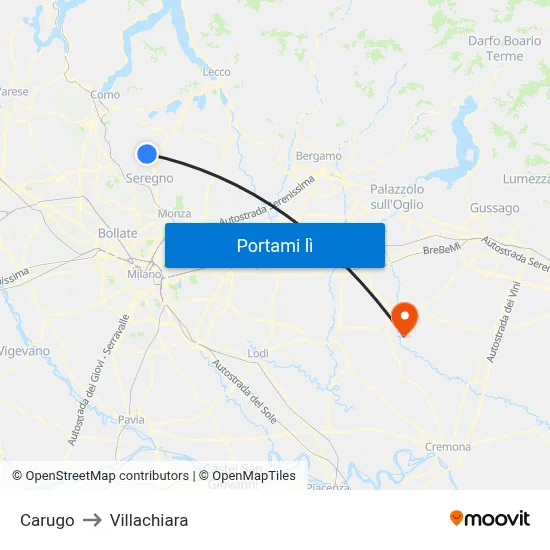 Carugo to Villachiara map