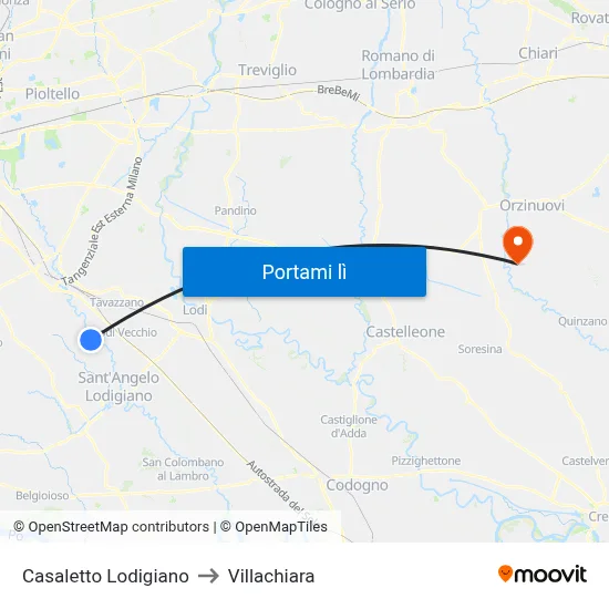 Casaletto Lodigiano to Villachiara map