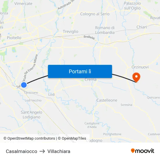 Casalmaiocco to Villachiara map