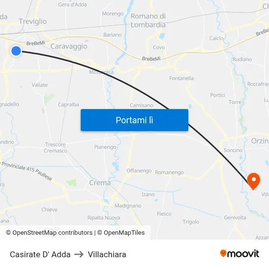 Casirate D' Adda to Villachiara map