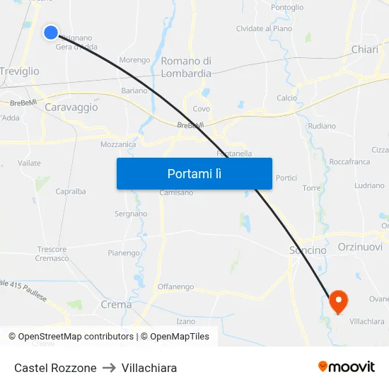 Castel Rozzone to Villachiara map