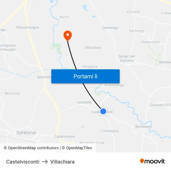 Castelvisconti to Villachiara map