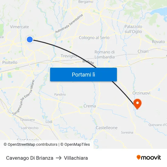 Cavenago Di Brianza to Villachiara map
