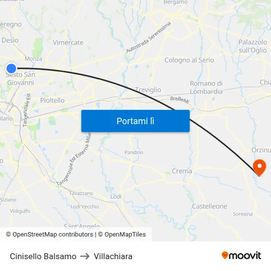 Cinisello Balsamo to Villachiara map