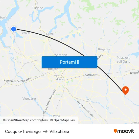 Cocquio-Trevisago to Villachiara map
