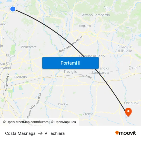 Costa Masnaga to Villachiara map