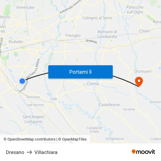 Dresano to Villachiara map