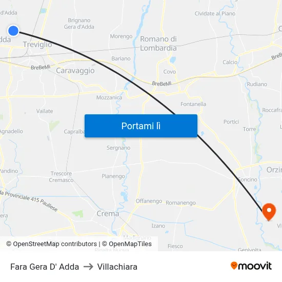 Fara Gera D' Adda to Villachiara map
