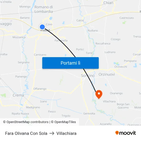 Fara Olivana Con Sola to Villachiara map