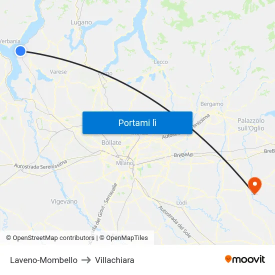 Laveno-Mombello to Villachiara map