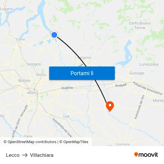 Lecco to Villachiara map