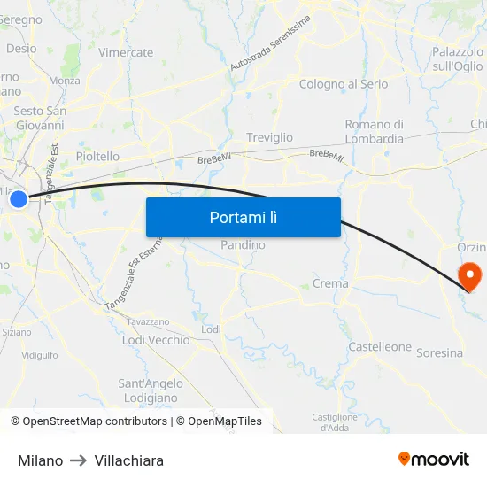 Milano to Villachiara map