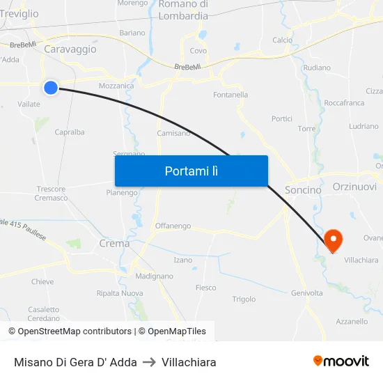 Misano Di Gera D' Adda to Villachiara map