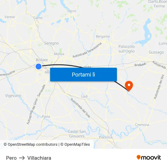 Pero to Villachiara map