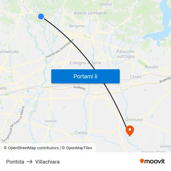 Pontida to Villachiara map