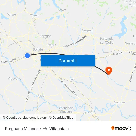 Pregnana Milanese to Villachiara map