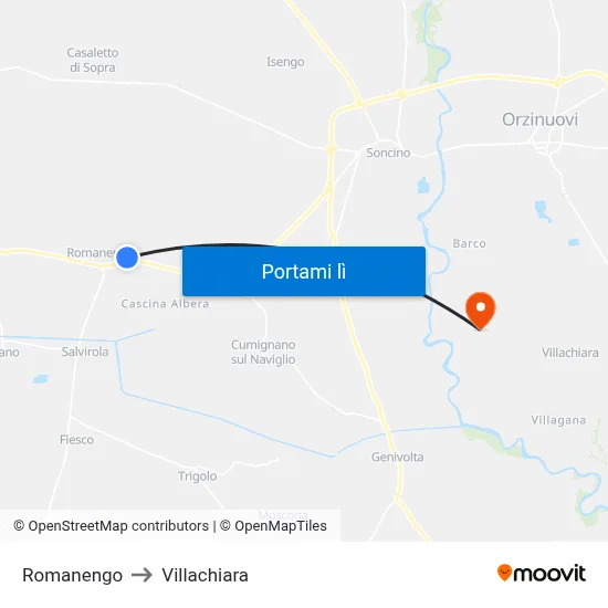 Romanengo to Villachiara map