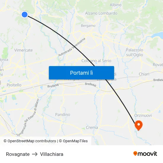 Rovagnate to Villachiara map