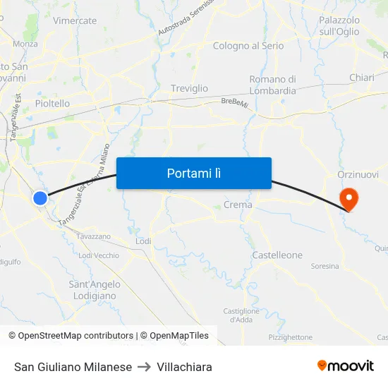 San Giuliano Milanese to Villachiara map