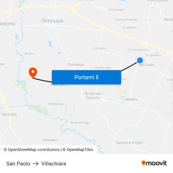 San Paolo to Villachiara map