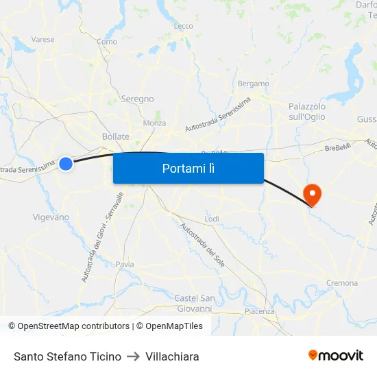 Santo Stefano Ticino to Villachiara map