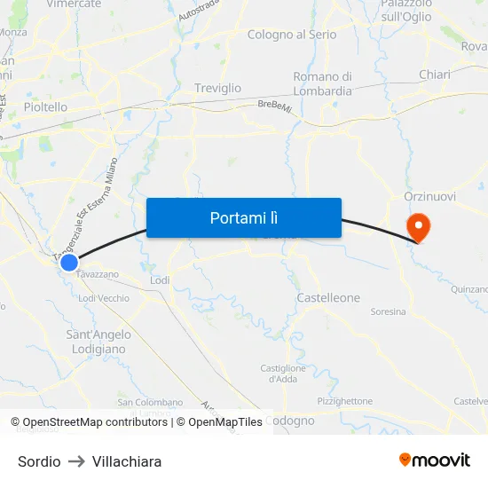 Sordio to Villachiara map