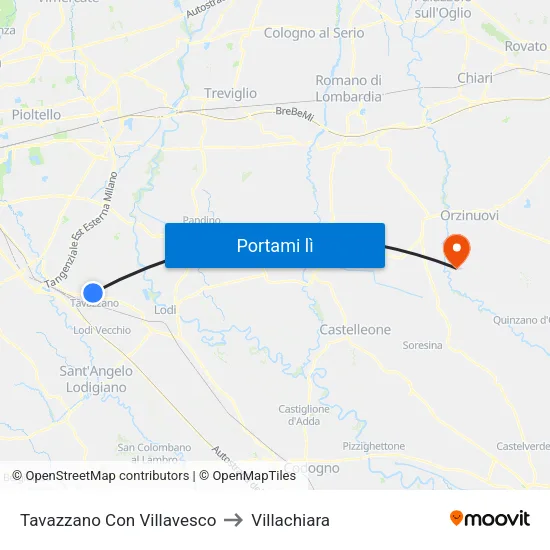 Tavazzano Con Villavesco to Villachiara map