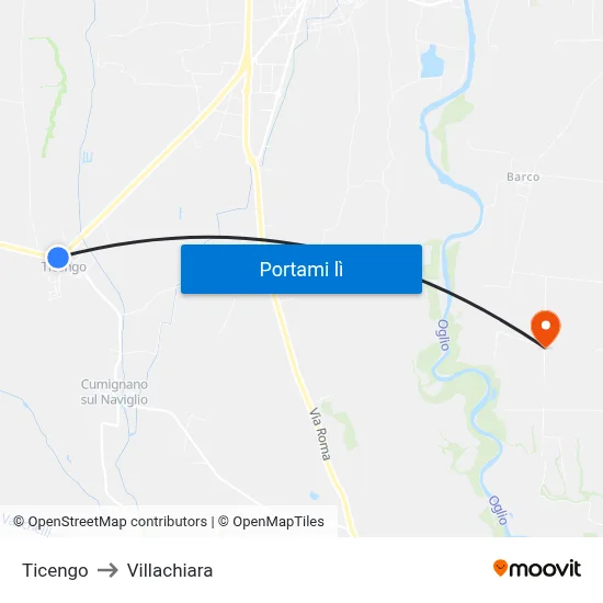 Ticengo to Villachiara map