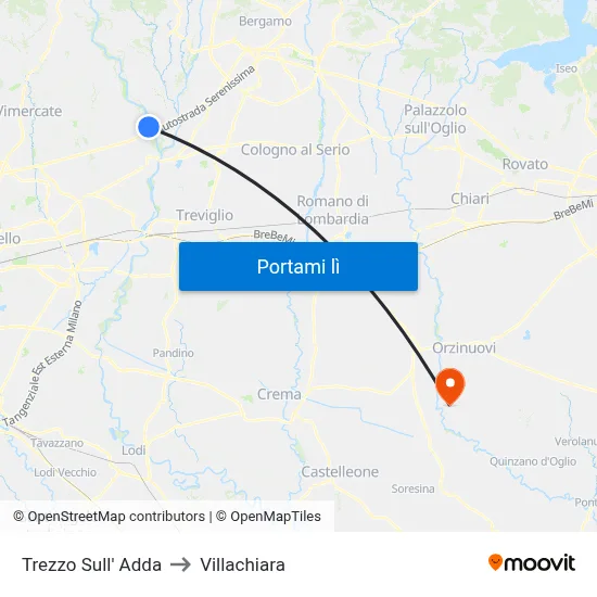 Trezzo Sull' Adda to Villachiara map