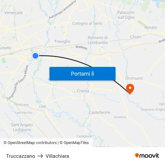 Truccazzano to Villachiara map