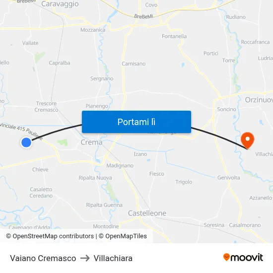 Vaiano Cremasco to Villachiara map