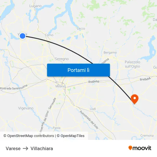 Varese to Villachiara map