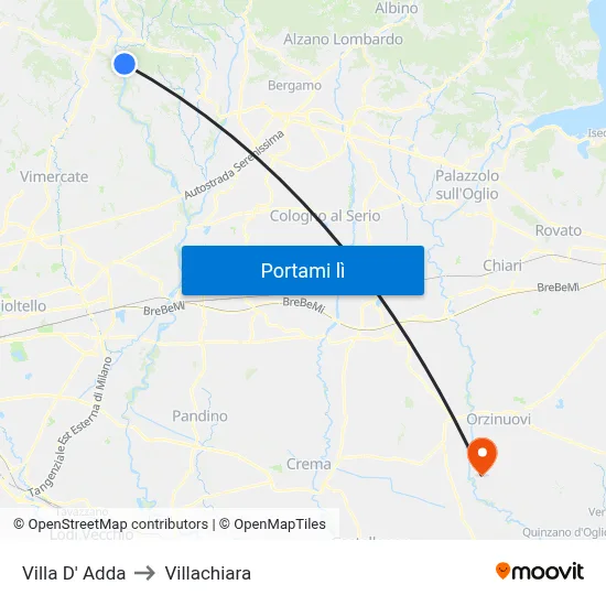 Villa D' Adda to Villachiara map