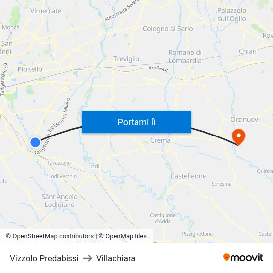 Vizzolo Predabissi to Villachiara map