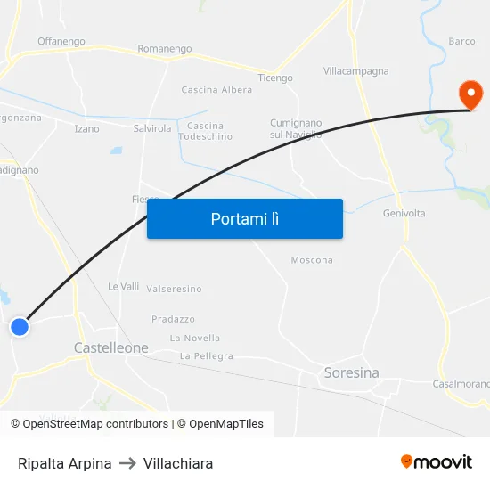 Ripalta Arpina to Villachiara map